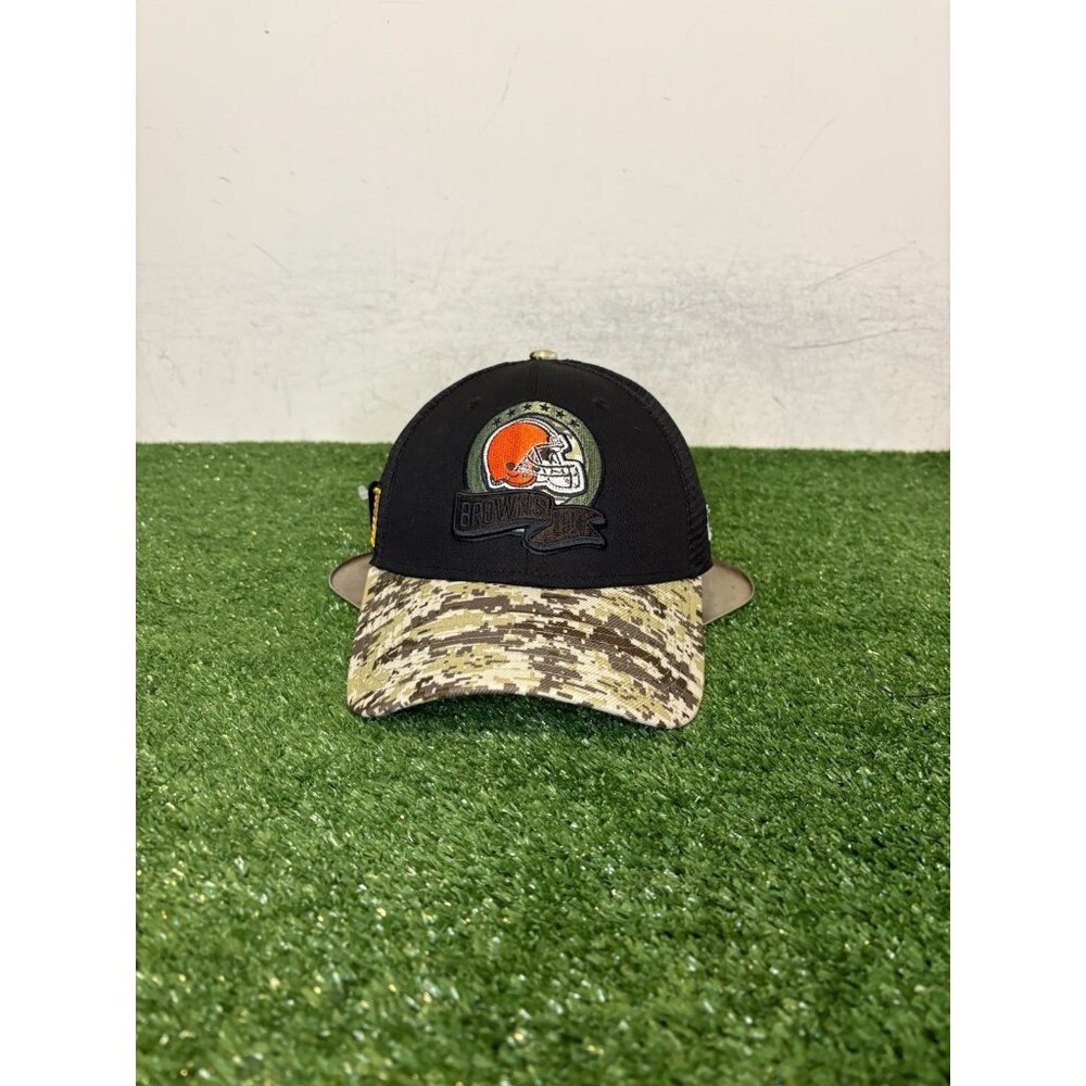 Cleveland Browns hat cap snap back black camo new era salute to services mens 3
